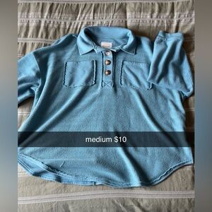 American Eagle Outfitters Light Blue Button-Up Sweater